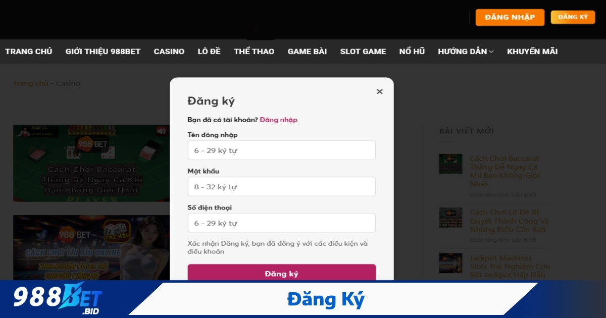 Đăng Ký 988BET – Tạo Mới Tài Khoản & Bắt Đầu Trải Nghiệm 1 Hướng Dẫn Đăng Ký Tài Khoản 988BET Chỉ Trong 1 Phút